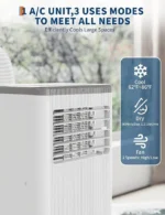 8000 BTUs Portable Air Conditioner with Remote Control,350 Sq.Ft Max. 48dB Portable AC Unit, Dehumidifier, Fan, 24H Timer - Image 4
