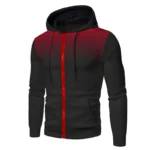 Men’s Zip Up Hoodie Pocket Polka Pot Print Hooded