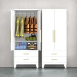Tall Metal Armoire Wardrobe Closet with 2 Doors and 2 Drawers, Adjustable Hanging Rod and Adjustable Shelf, Freestanding Storage - Image 6