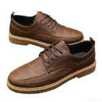 Men's Casual Leather Shoes Trendy Summer Breathable Black Work Shoes Casual Classic Fashion Formal Comfortable Flat Shoes - Image 6