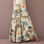 Floral Print Wide Leg Women Pants Spring Drawstring Bohemia Trousers