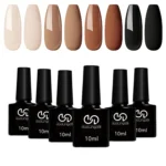 Gel Nail Polish Kit -6 Colors Nude Pink Gel Polish Set Skin Tones Neutral Brown Soak Off Gel Nail Kit Manicure DIY Nail Art