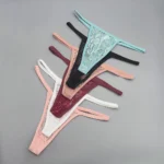 Moonflame 5Pcs Lace Thongs Woman Underwear Lingerie For Women T-back Ladies Transparent G-string Girls Panties