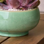 Green Reactive Glaze Ceramic Planter with Drainage Stylish Indoor Pot Plants Decor Tabletop and Shelf Display - Image 6
