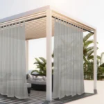 1PC, Outdoor Sheer Volie Curtain With Tab Top Transparent Polyester Fiber	 Waterproof Outdoor Curtain For Porch, Pergola, Cabin - Image 11