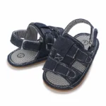 Summer Rubber Base Anti Slip Baby Sandales Shoes Toddler Girl Boy Canvas Sandals Non-Slip First Walker Crib Shoes For 0-18