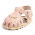 Newborn Baby Girl Sandals Summer Embroidered Leisure Comfortable Lightweight Floral Soft Sole Wrap Toe Sandals For 0-18M - Image 6