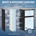 Mini Fridge With Freezer, 3.1 Cu.Ft Compact Fridge With Double Stainless Steel Door & Removable Glass Shelves For Bedroom Dorm - Image 6