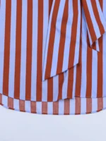 Women’s Loose Fit Striped Shirt Bow Single Breasted Simple Casual Female Top