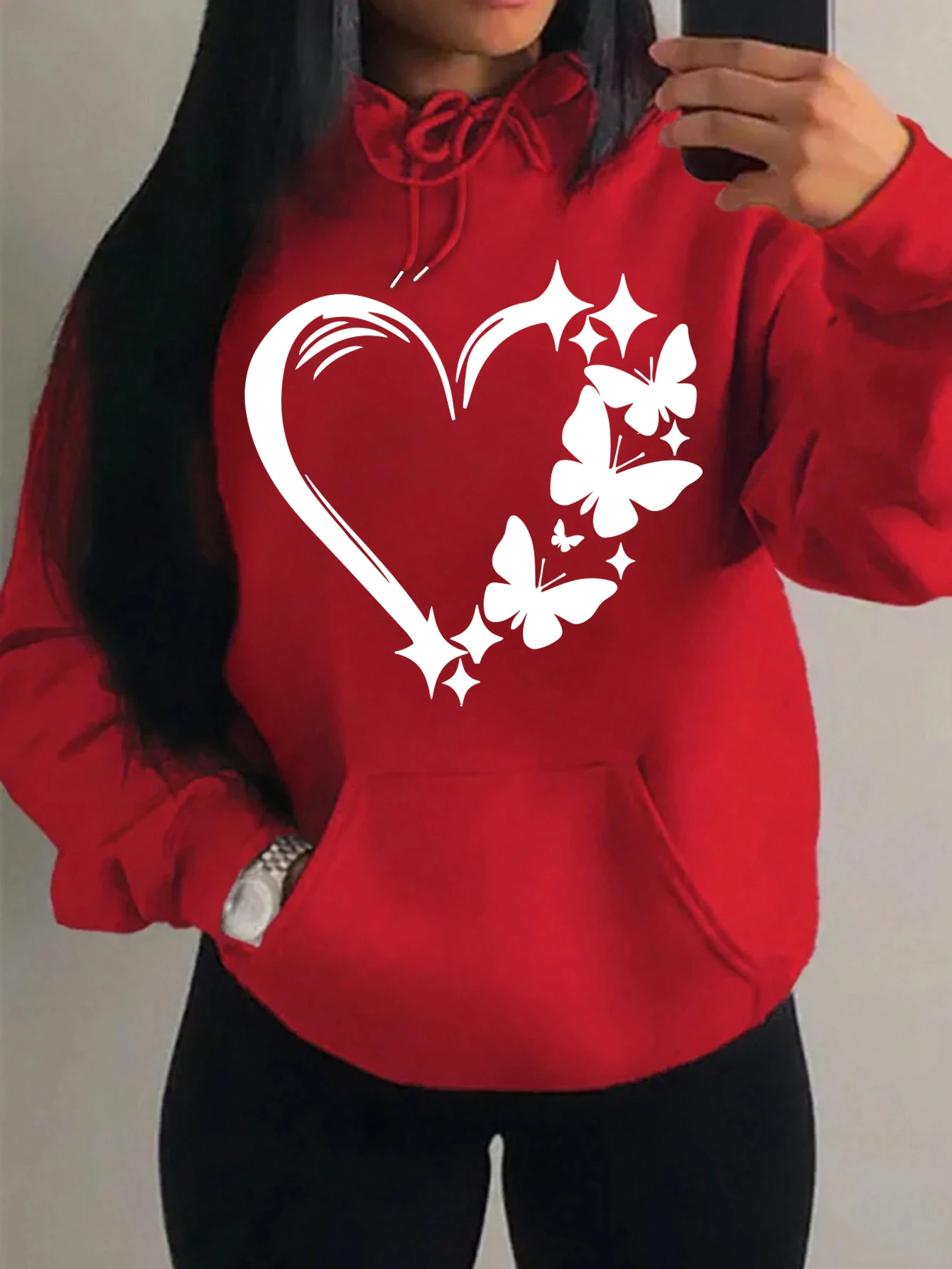 S1c30b012d4df4455902090e53d06297dT.webp Combination Of Love And Butterfly Pattern Hoody Women Hip Hop Street Hoodies