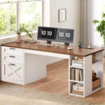 55.1" Executive Office Desk with 3 Drawers, Farmhouse Computer Desk with File Drawer & Storage Shelves, Home Office, Customized - Image 8