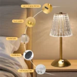 Rechargeable Crystal LED Table Lamp Touch Sensor Desk Light 3 Color Dimmable For Bedroom Bar Hotel Atmosphere Room Decor Lightin - Image 5