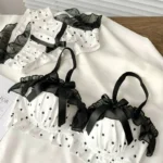 Women’s Cute Bow & Polka Dot Bra Set – No Wire Push Up for Petite Chest, Comfort Lace Underwear Set (2-Piece)