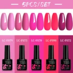 LILYCUTE 4/5Pcs/Set 7ML Nude Pink Gel Nail Polish and Translucent Jelly Nail Art Gel Semi Permanent Soak Off Design Manicure Set - Image 14