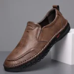 Men’s Hand Stitched Genuine Leather Slip On Shoes Business Formal Occasion Wedding Party Footwear Leisure Official Board-Shoes