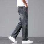 High Cotton Stretch Jeans for Men Loose Straight Leg - Image 3