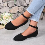 Women's Retro Mary Jane Shoes, Black Low-Top Square-Toe Ankle Strap Flat Shoes, Fashionable Retro Style, Comfortable Soft-Soled Ballet Flats, Suitable for Daily Wear, Spring and Autumn Seasons - Image 3