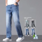 High Cotton Stretch Jeans for Men Loose Straight Leg