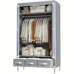 Non-Woven Fabric Portable Closet Wardrobe with Rolling Door & Hanging Rack - Lightweight Clothes - Image 7