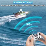 2.4GHz full-scale remote control boat with LED lights, with a battery life of 30 minutes – suitable for swimming pools and lakes