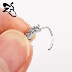 ZS 1 Piece 20G Trendy Hoop Nose Rings Women Moon Star Flower Pendant Septum Piercing Ear Helix Cartilage Piercings Jewelry 8MM - Image 2