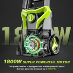 Gisam 4800PSI 1800W Electric High Pressure Washer Car Washer Gun Garden Washing Water Wash Spray Gun 180° Adjustable Nozzle - Image 4