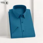 Men's Business Casual Solid Color Short Sleeve Shirt Summer Fashion No Ironing Comfortable Versatile Top for Men - Image 4