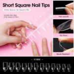 GELLEN Gel Nail Tips Kit 240Pcs Pre Shaped Short Square Soft Tips 15g Solid Gel Glue UV LED Lamp DIY Manicure Set Long Lasting