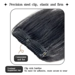 Clips in Hair Bang Cover High Forehead Real Hair Bangs for Mens 100% Human Hair Bangs Fringe Extension for Volume - Image 3