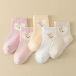 5 Pairs Baby Girl Ankle Socks with Cute Bear Pattern, Comfortable and Breathable for All Seasons - Image 6