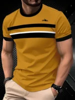 Summer classic men's T-shirt: Outdoor round-neck short-sleeved top with striped print, loose street men's T-shirt with additiona - Image 7