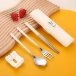 3PCS Portable Cutlery 304 Stainless Steel Spoon Fork Chopsticks Travel Tableware Set with Bow Box Dishwasher Safety for camping - Image 9