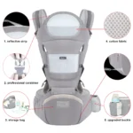 Ergonomic Baby Carrier Backpack Infant Baby Hipseat Carrier Front Facing Ergonomic Kangaroo Baby Wrap Sling Travel Backpack - Image 3