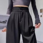 Lady Baggy High Waist Suit Pants Women Classic Designer Straight Leg Trousers Girls Fashion Casual Daily Slacks