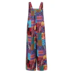 Captivating New Women Summer Overalls, Multicolor Ethnic Style Square Neck Sleeveless Casual Jumpsuit with Pockets for Girls - Image 3