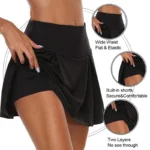 Women Sprints Tennis Dance Fitness Short Skirts Quick Drying Solid Female Lining High Waist Mini Skirts Shorts - Image 4