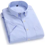 Men’s new short sleeve thin shirt Oxford woven shirt breathable business leisure free ironing spring and summer slim fit