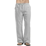 Cotton Linen Harem Pants Men Solid Elastic Waist Streetwear Joggers 2022 New Baggy Drop-crotch Pants Casual Trousers Men Running - Image 18