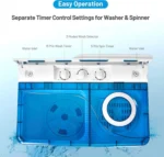 Semi-Automatic Twin Tub Washer with Spin Dryer, 26lbs Capacity, Built-in Drain Pump, Portable for Apartment, Dorm, RV