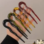 U-Shaped Hair Fork Fashion Tortoiseshell Acetate Hairpin Women Geometric Headwear Hair Sticks Girls New Hair Clips Accessories - Image 2