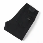 Men’s Pure Black Slim Jeans Elastic Straight Pants