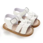 White Cute 0-18M Baby Cute Open toed Bow Summer Sandals Princess Casual Soft Rubber Bottom Non slip Sandals