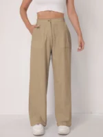 Elegant Solid Color Linen Wide Leg Pants for Women High Waist Drapey Casual Summer - Image 4