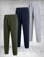 3 pieces of men’s solid color casual sports pants – breathable lightweight suitable for daily wear