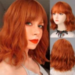 Red wine color synthetic wig with long curly hair, full head of wig, party, daily use, high-temperature hair wig - Image 14