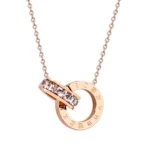 Hot Selling Luxury Elegant Crystal Circle Choker Fashion Roman Digital Stainless Steel Pendant Necklaces for Women Jewelry - Image 4