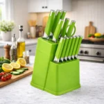13Pcs Professional Kitchen Knife Block Set with 6 Steak Knives, High Carbon Stainless Steel Knives with Black Non-Stick Coating, - Image 10