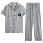 100% Cotton Button up Top and Pants Men’s Plus Size Pajamas Loungewear Casual Simple Fashion Youth Sleepwear Homewear 2PCS Set