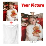 1 Custom Christmas Couple Photo Flannel Blanket – High-Definition Print That Doesn’T Fade, Soft and Skin-Friendly, Machine Washable, Suitable for Bedroom Beds, Watching Shows on the Sofa, Christmas Camping Warmth – 100% Premium Polyester – Perfect as a Romantic Christmas Gift for Boyfriend or Girlfr