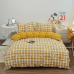 100% Cotton Duvet Cover Set,Bedding Set With Plaid Stripe,Skin Friendly Breathable,1 Duvet Cover,2 Pillowcase,Japan Simple Style - Image 19